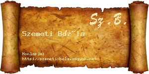 Szemeti Béla névjegykártya